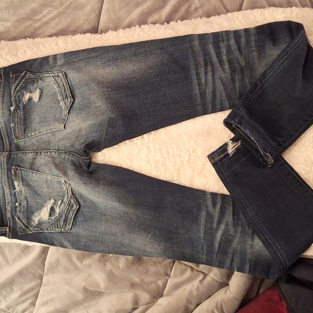 Buckle Black Distressed Ankle Skinny Blue Jeans Size 27 - Picture 2 of 6